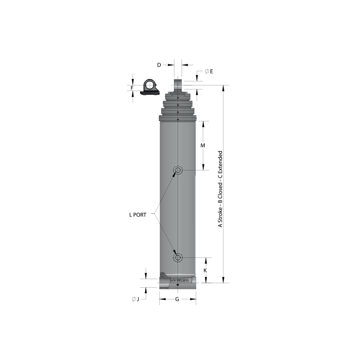Cylinder 2 F Hydraulic type as an Eye anschweißauge AA ø35 